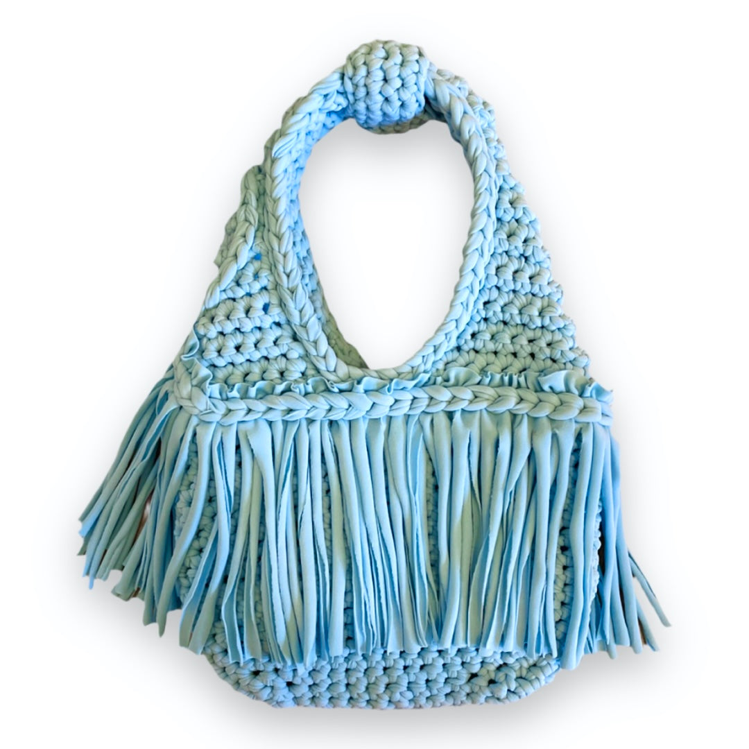 CROCHETED MINI RODEO WRISTLET • aqua
