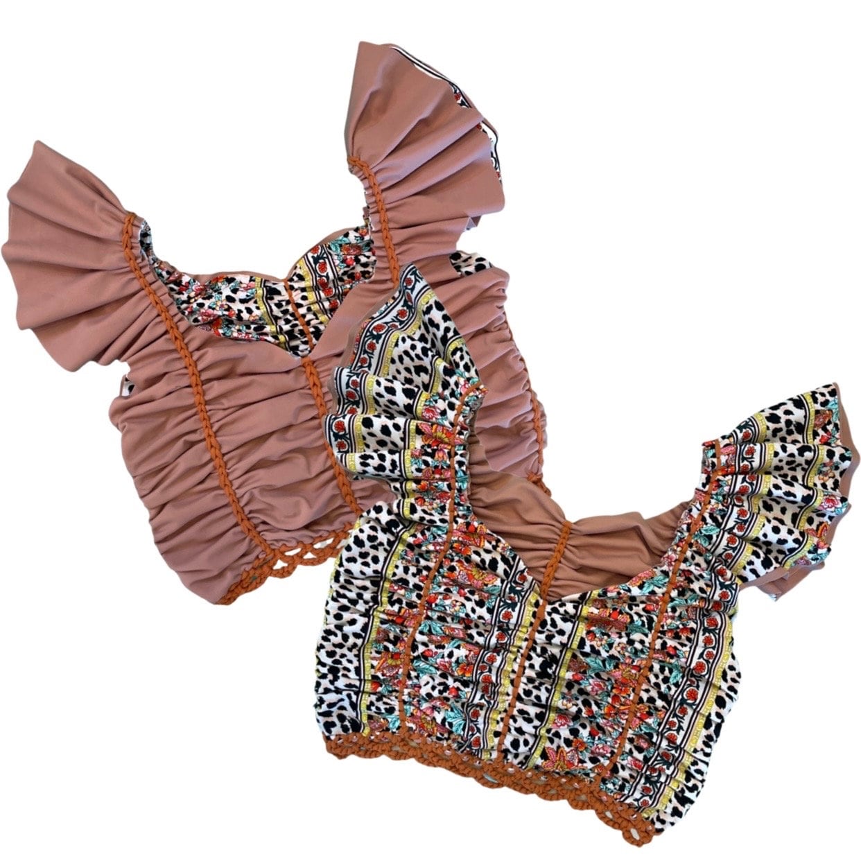 REVERSIBLE CROCHETED FLUTTER SLEEVE TOP • custom colors