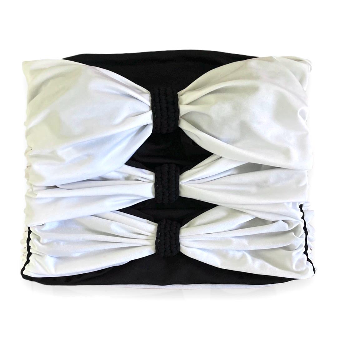 REVERSIBLE CROCHETED 3 BOW TUBE TOP • black and white