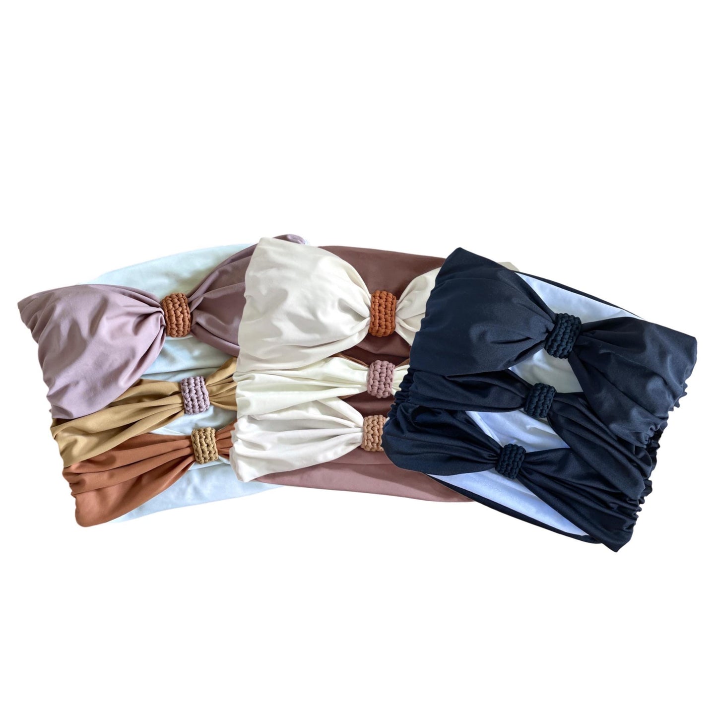 3 BOW TUBE TOP • cream copper rose gold leather