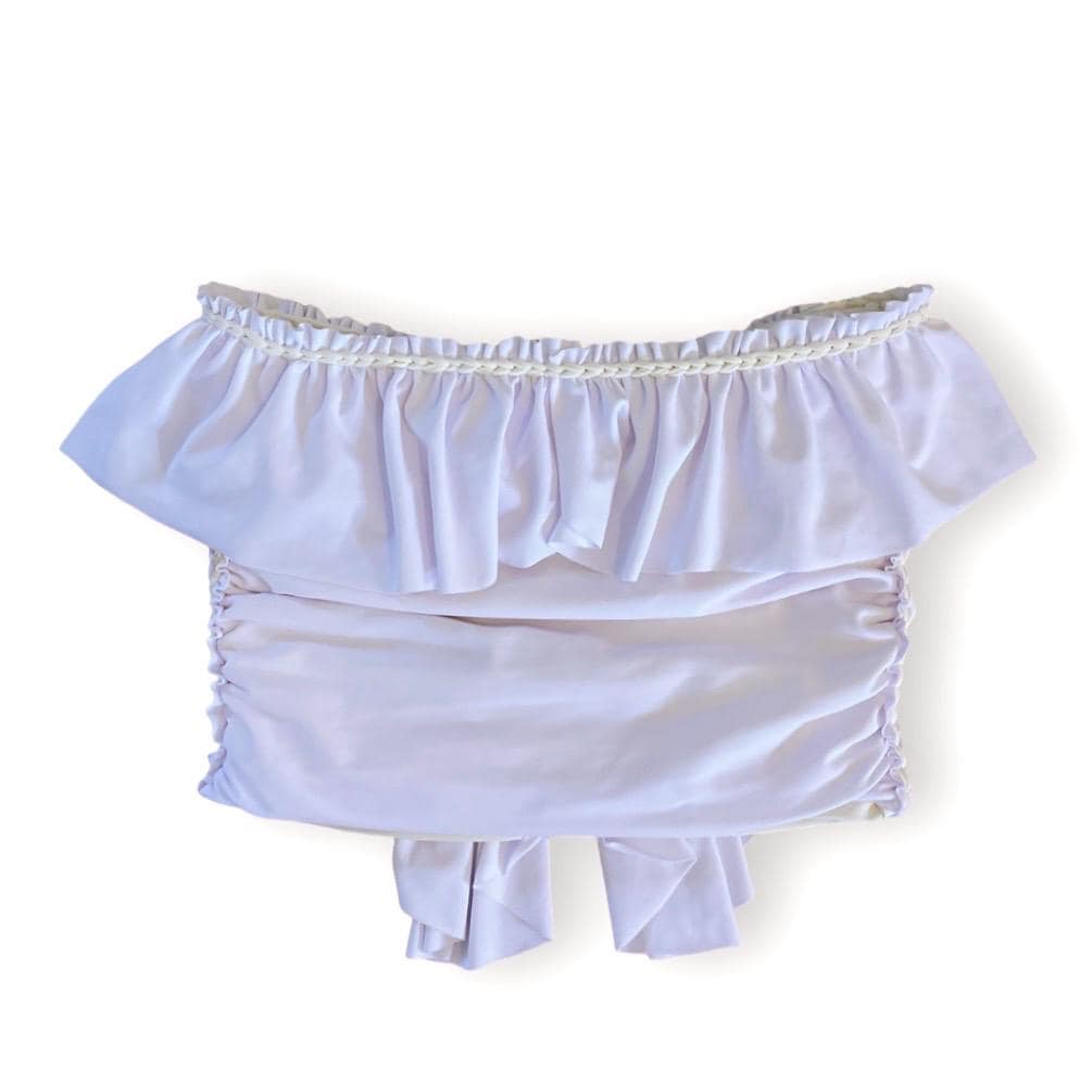 RUFFLE SWEETHEART TUBE TOP • white and cream