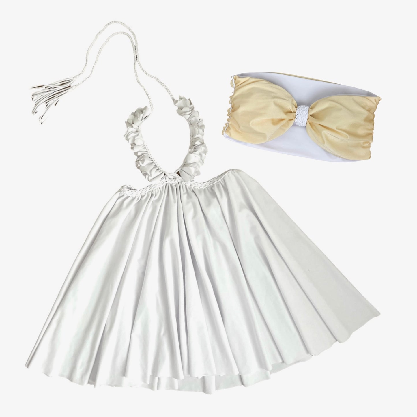MINI FLORAL LEI DRESS • white and yellow