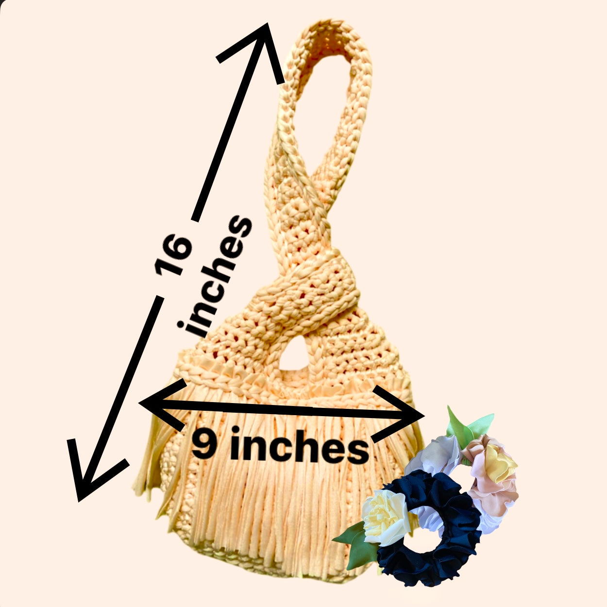 CROCHETED MINI FRINGE KNOT WRISTLET • black and white