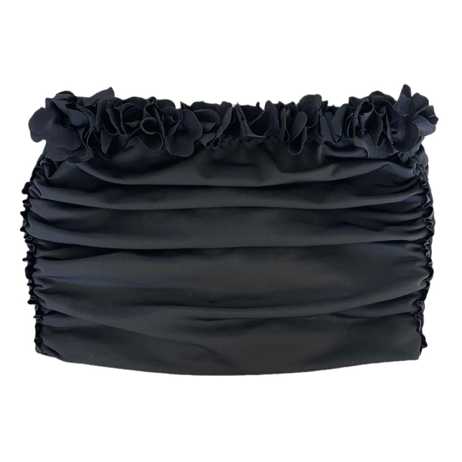 SWEETHEART FLOWER LEI TUBE TOP • black and sand