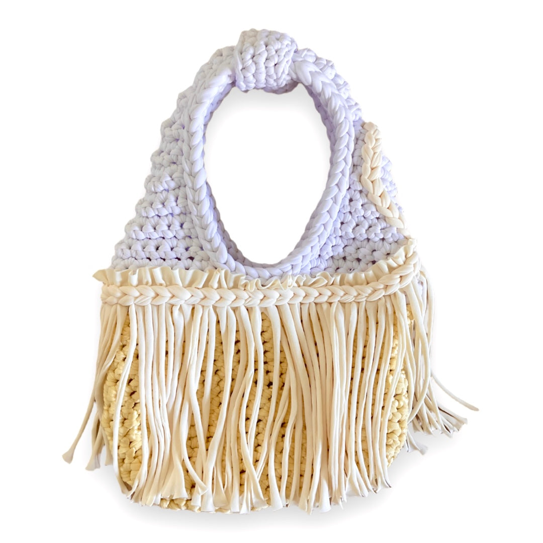 CROCHETED MINI RODEO WRISTLET • yellow and cream
