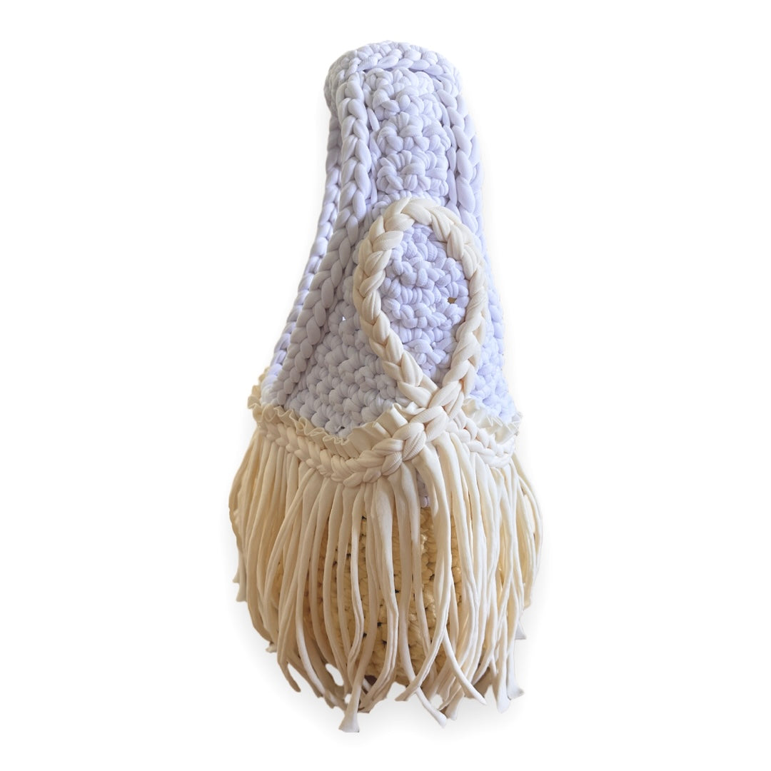 CROCHETED MINI RODEO WRISTLET • yellow and cream