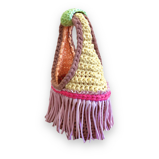 CROCHETED MINI FRINGE WRISTLET • color block