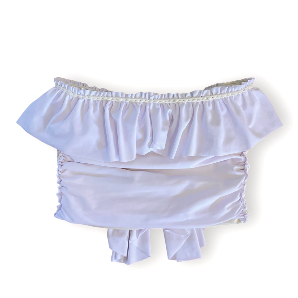 RUFFLE SWEETHEART TUBE TOP • cream and white