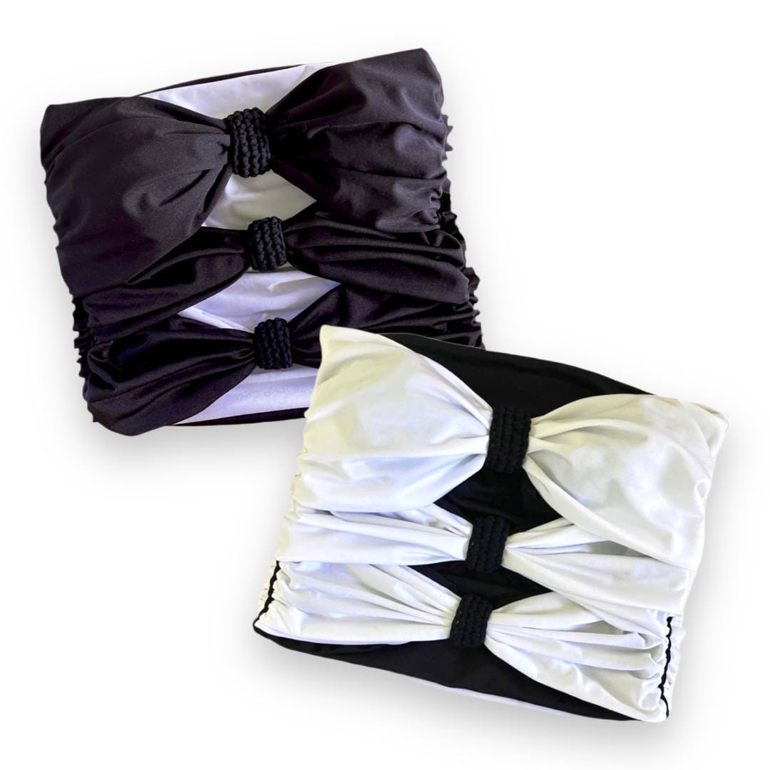 REVERSIBLE CROCHETED 3 BOW TUBE TOP • black and white