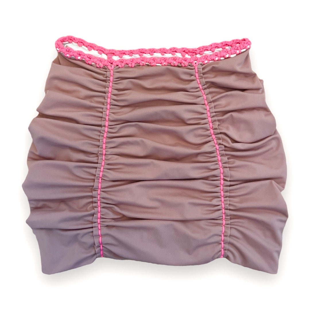 REVERSIBLE MINI PENCIL SKIRT • cream and rose