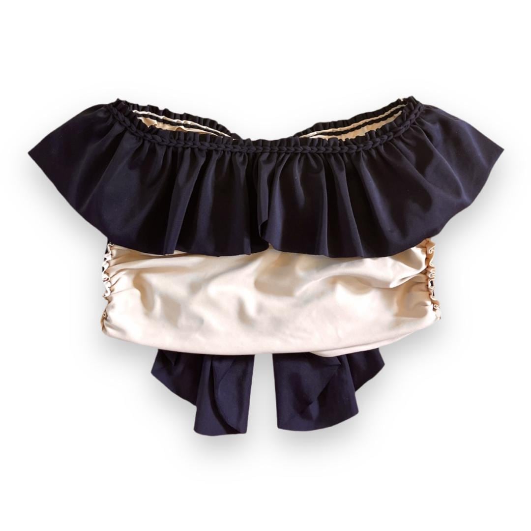 SWEETHEART RUFFLE TUBE TOP • black and clay