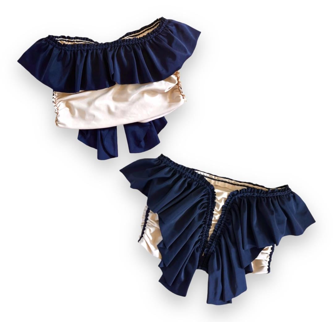 SWEETHEART RUFFLE TUBE TOP • black and clay