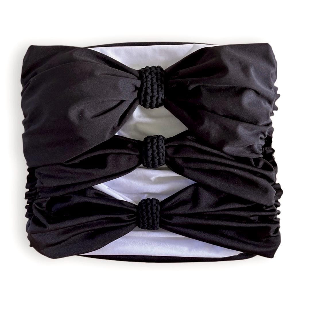 REVERSIBLE CROCHETED 3 BOW TUBE TOP • black and white