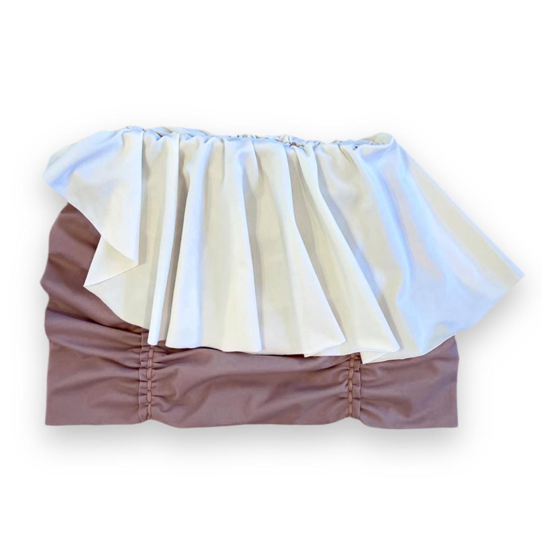 REVERSIBLE MINI PEPLUM SKIRT • rose and cream