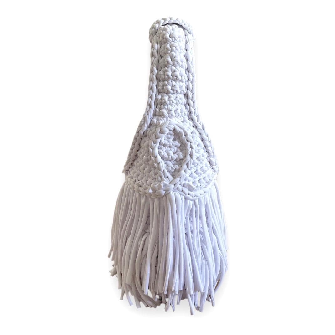 CROCHETED DOUBLE FRINGE RODEO TOTE • white