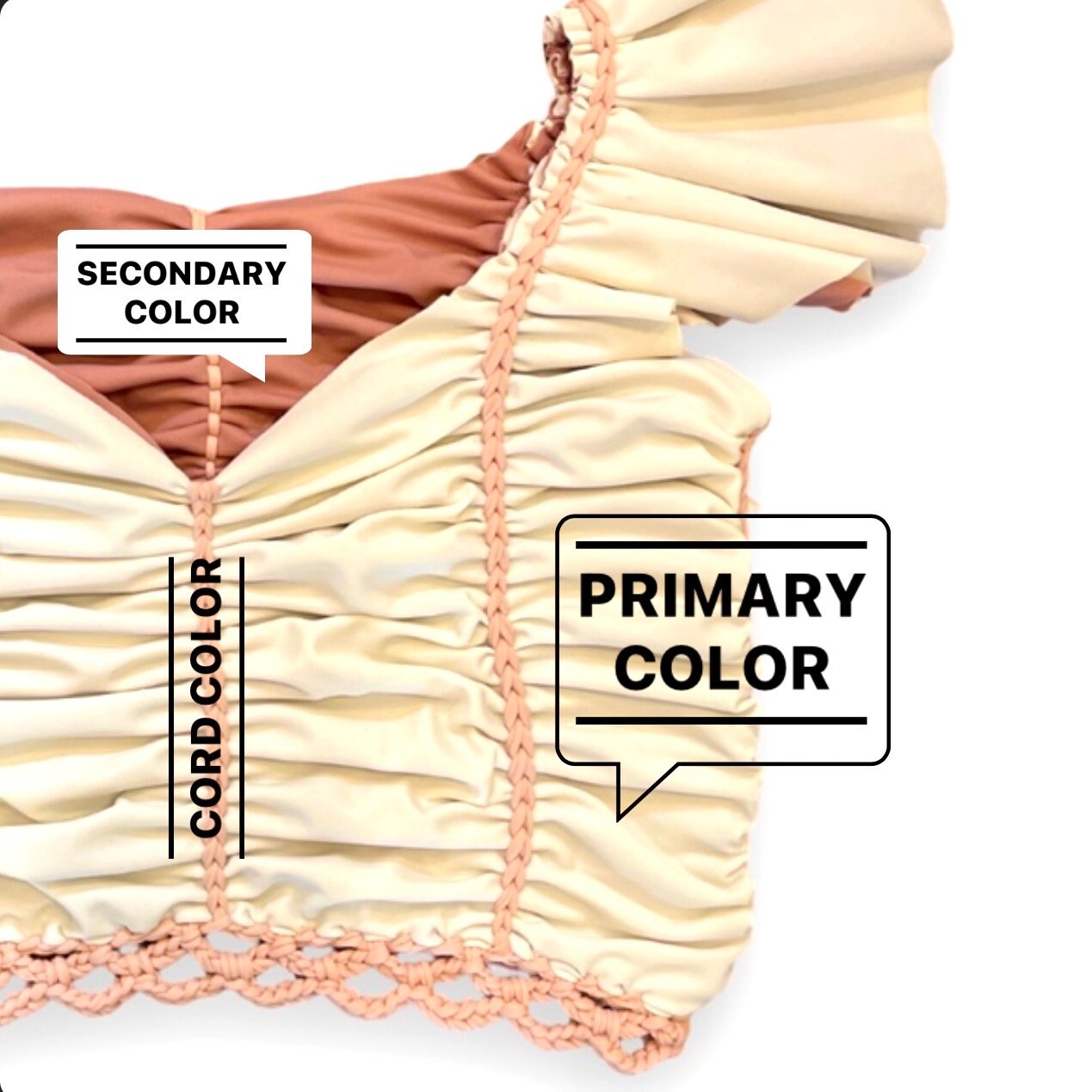 3 BOW TUBE TOP • pink yellow and peach with white cord