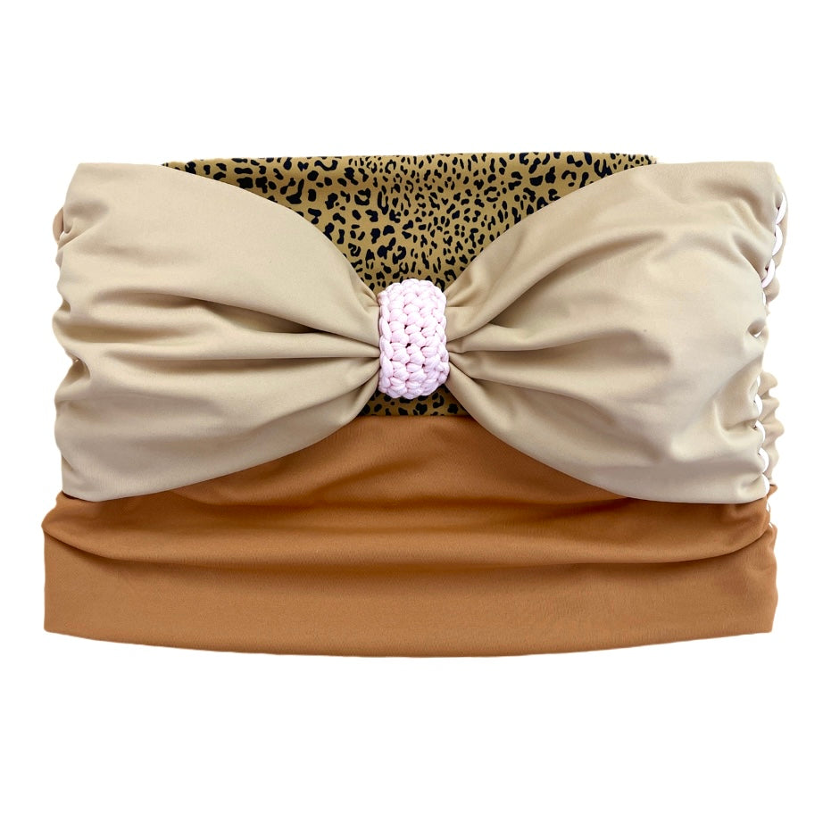REVERSIBLE BOW TUBE TOP • cheetah print with pink cord
