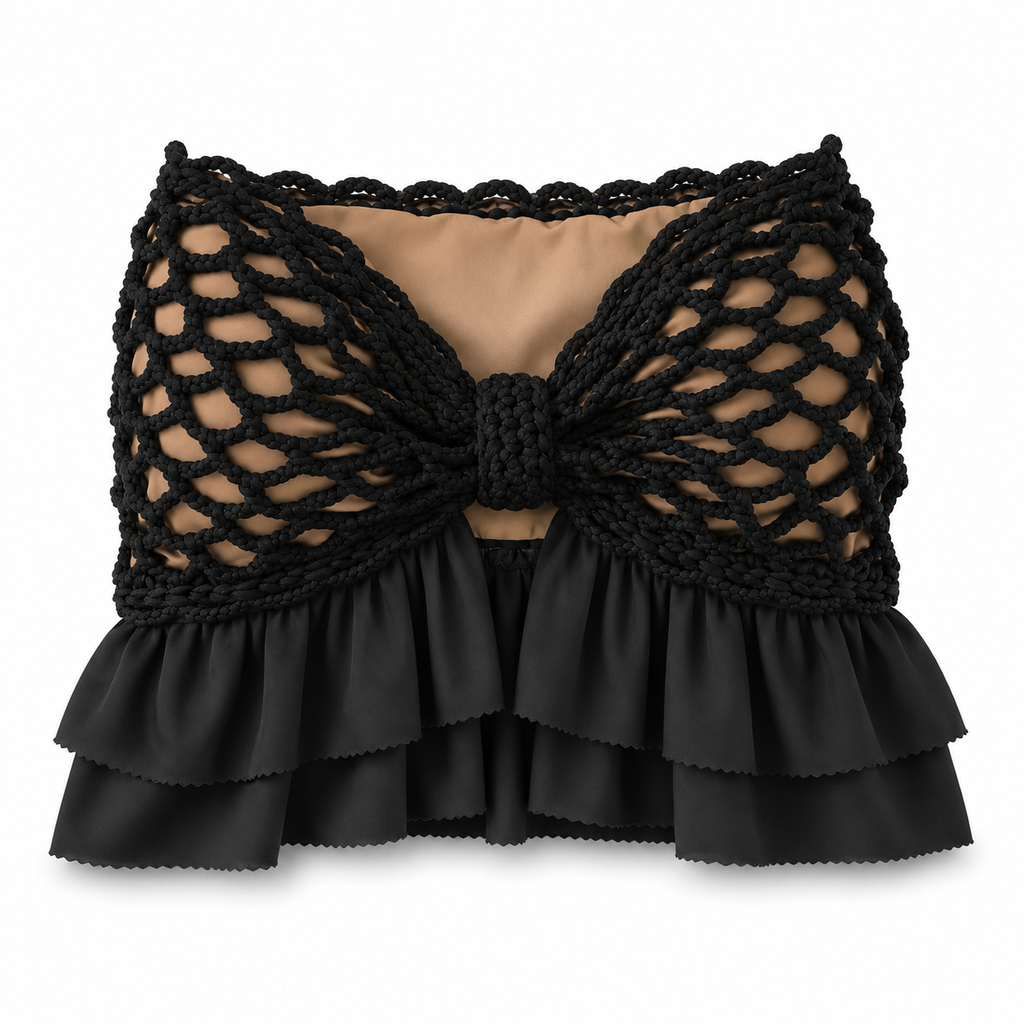 Crochet Ruffle Bow Top