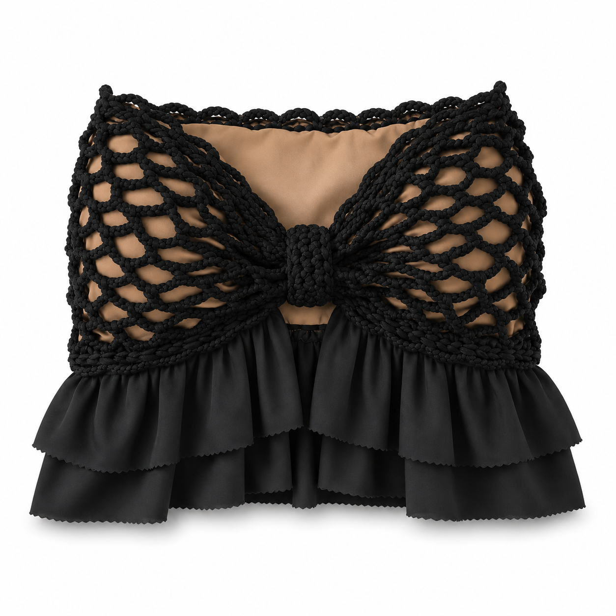 Crochet Ruffle Bow Top