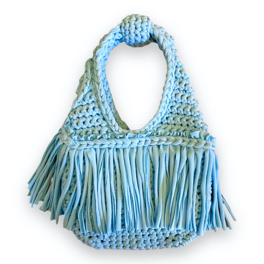 CROCHETED MINI RODEO WRISTLET • aqua