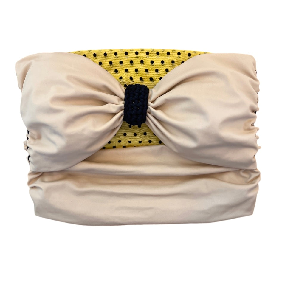 REVERSIBLE BOW TUBE TOP • yellow and black polka dot