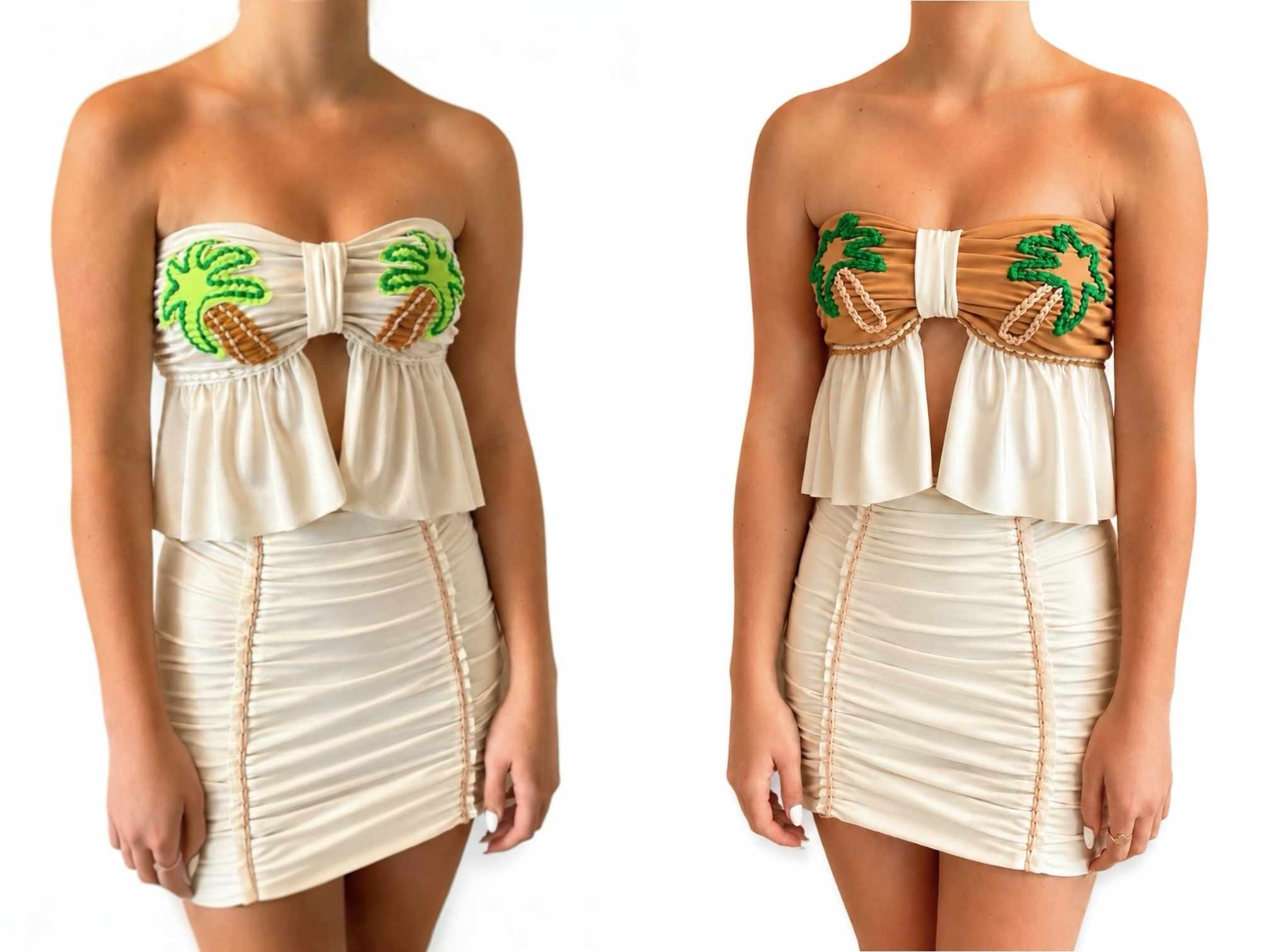 Tropical Palm Ruffle Bow Top