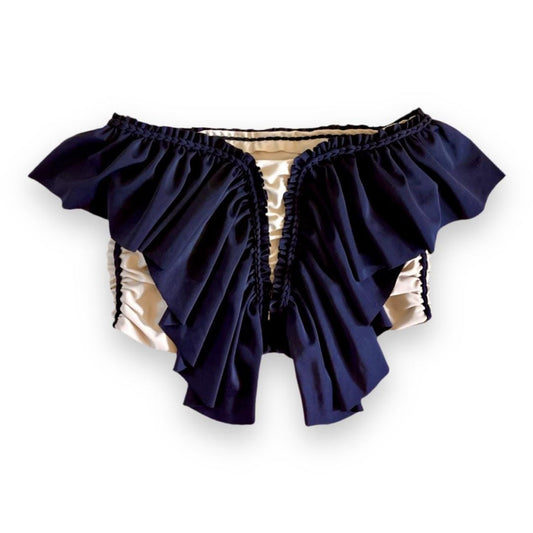 SWEETHEART RUFFLE TUBE TOP • black and clay