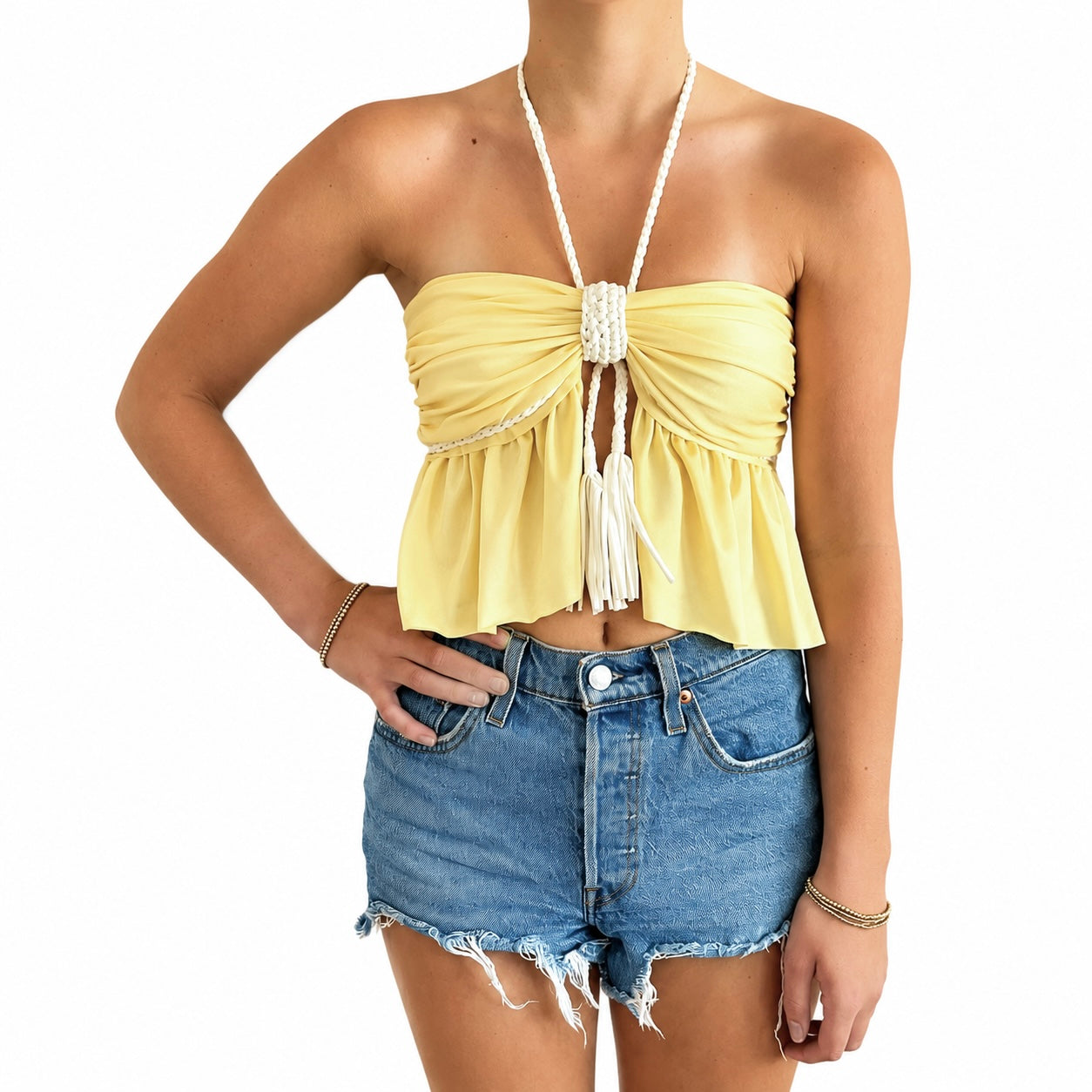 Reversible Split Ruffle Bow Top – Daffodil