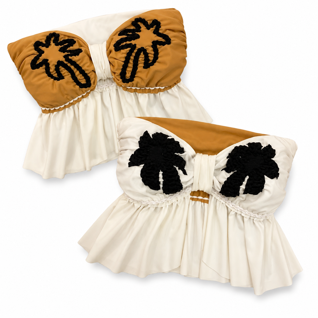 Tropical Palm Ruffle Bow Top