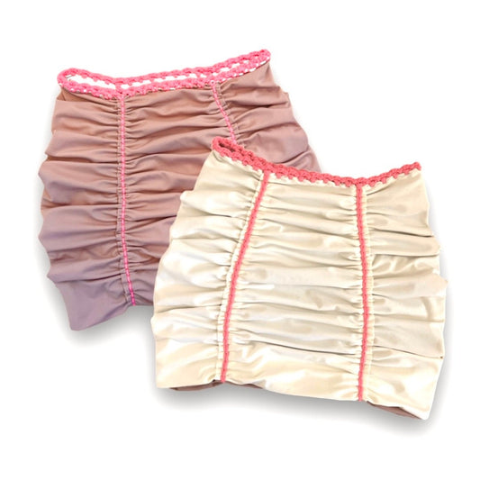 REVERSIBLE MINI PENCIL SKIRT • cream and rose