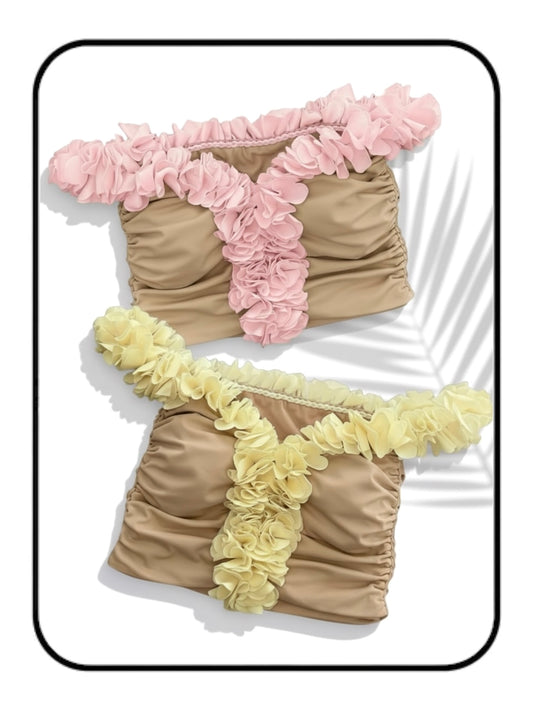 FLOWER LEI TOP • two tone