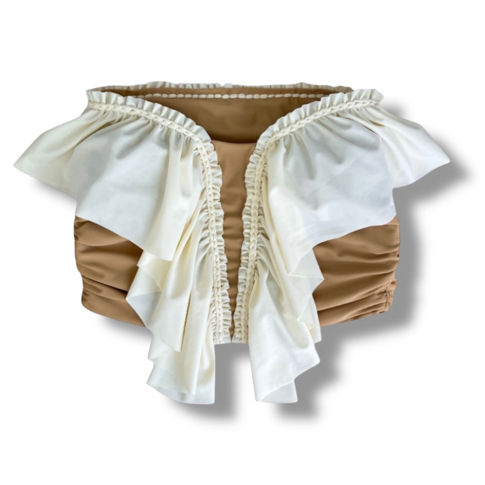 BUTTERFLY RUFFLE TUBE TOP • two tone