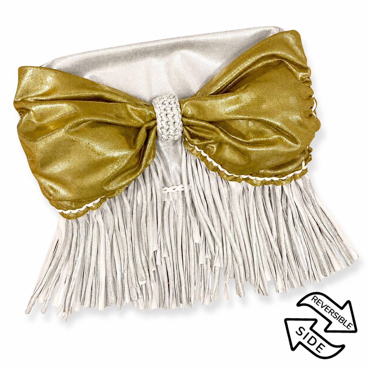 Reversible Metallic Fringe Bow Top