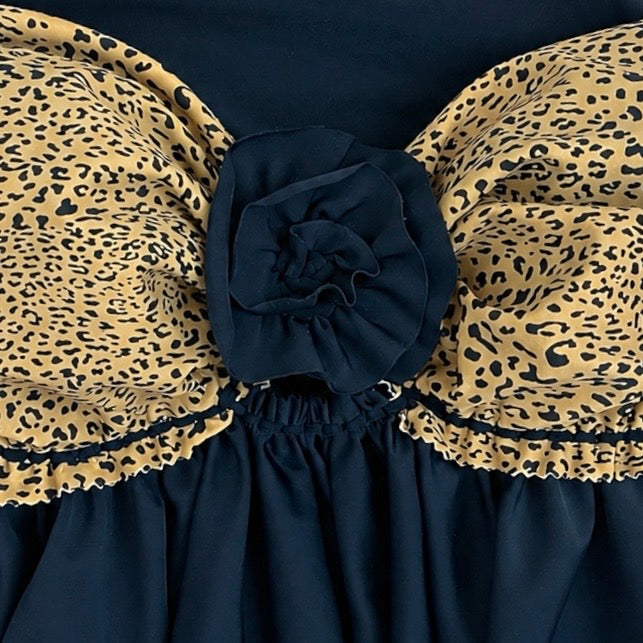 Reversible Ruffle Rose Top – Onyx & Leopard Print