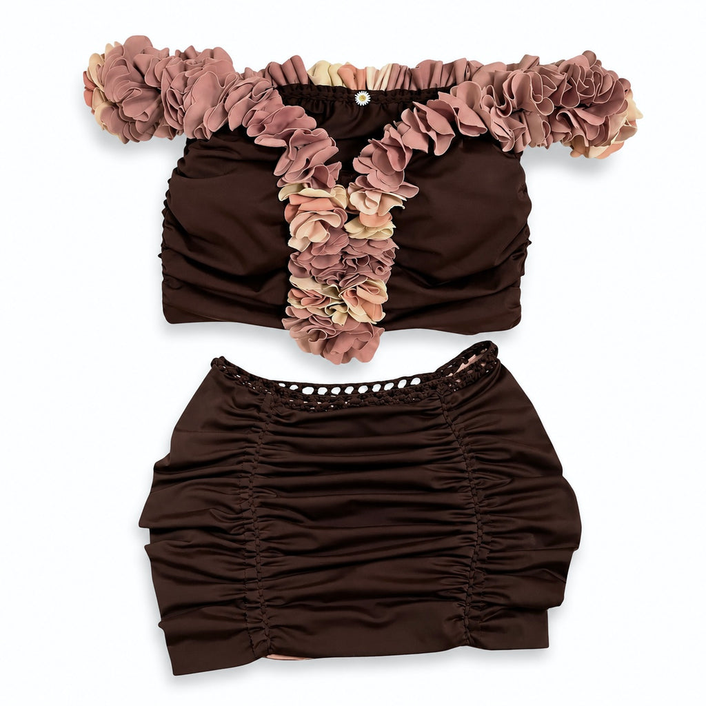 Flower Lei Two Piece Set – Onyx/Coconut