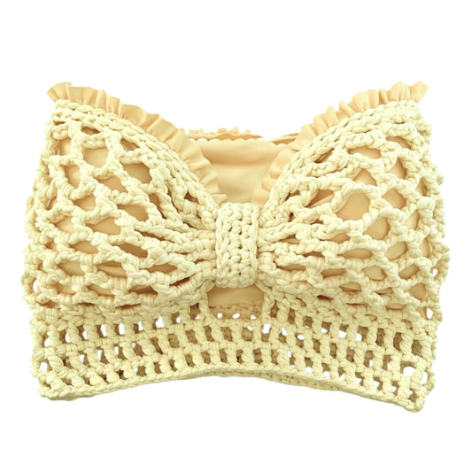 CROCHETED BANDEAU BOW TUBE TOP • light yellow