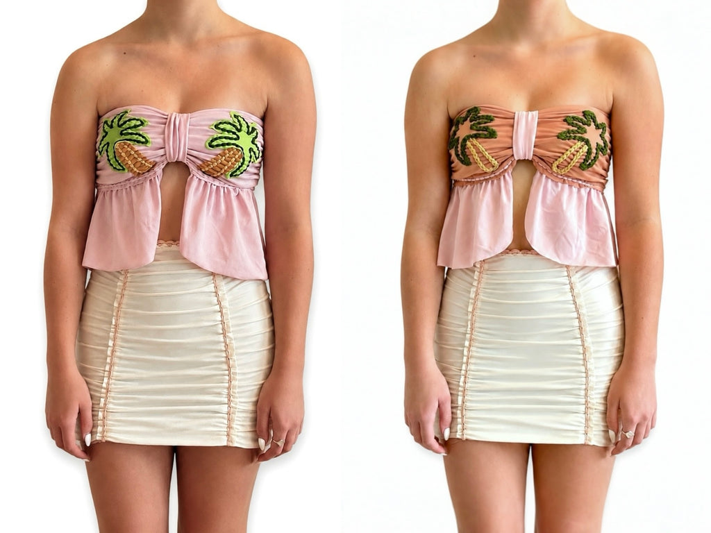 Tropical Palm Ruffle Bow Top