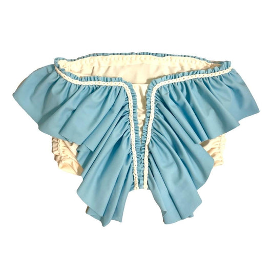 SWEETHEART RUFFLE TUBE TOP • sky and cream
