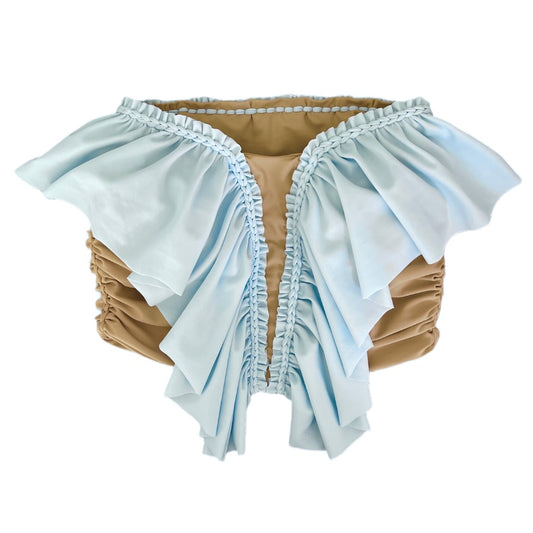 BUTTERFLY RUFFLE TUBE TOP • sky and sand