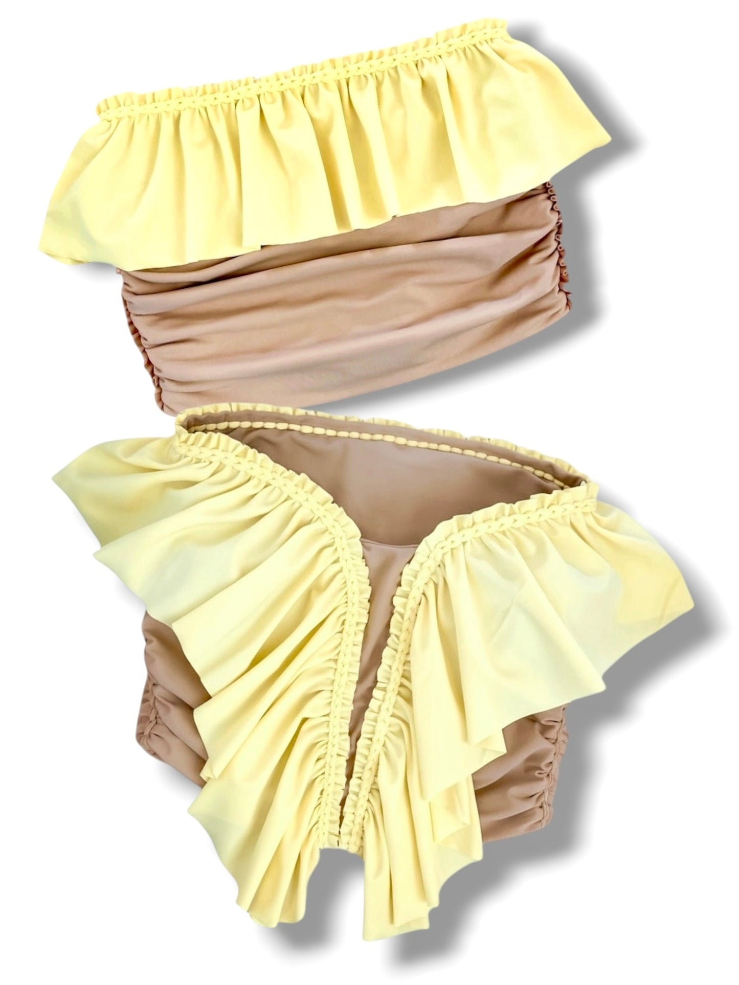 BUTTERFLY RUFFLE TUBE TOP • two tone