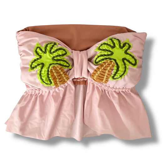 TOP COCO REVERSIBLE CON VOLANTES DIVIDIDOS EN GANCHILLO • rosa claro y rubor