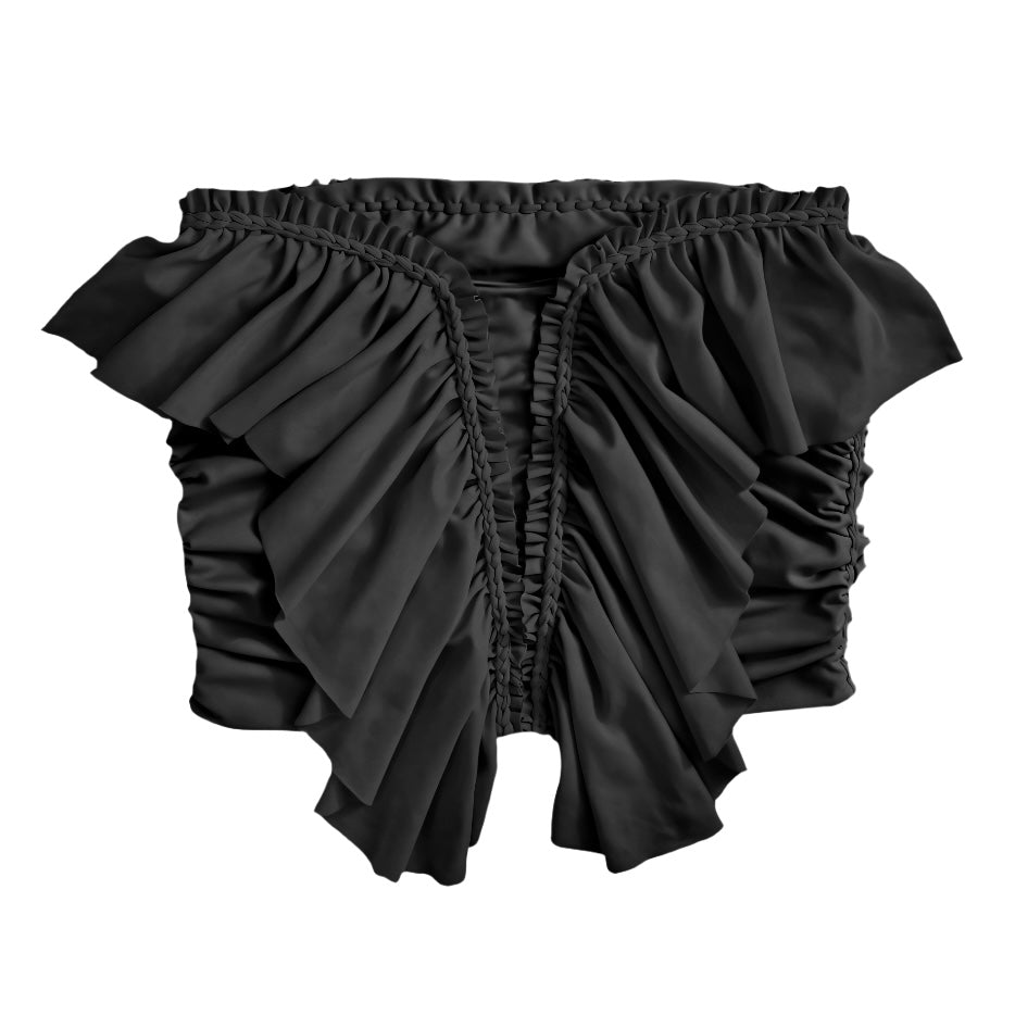 BUTTERFLY RUFFLE TUBE TOP • black or white