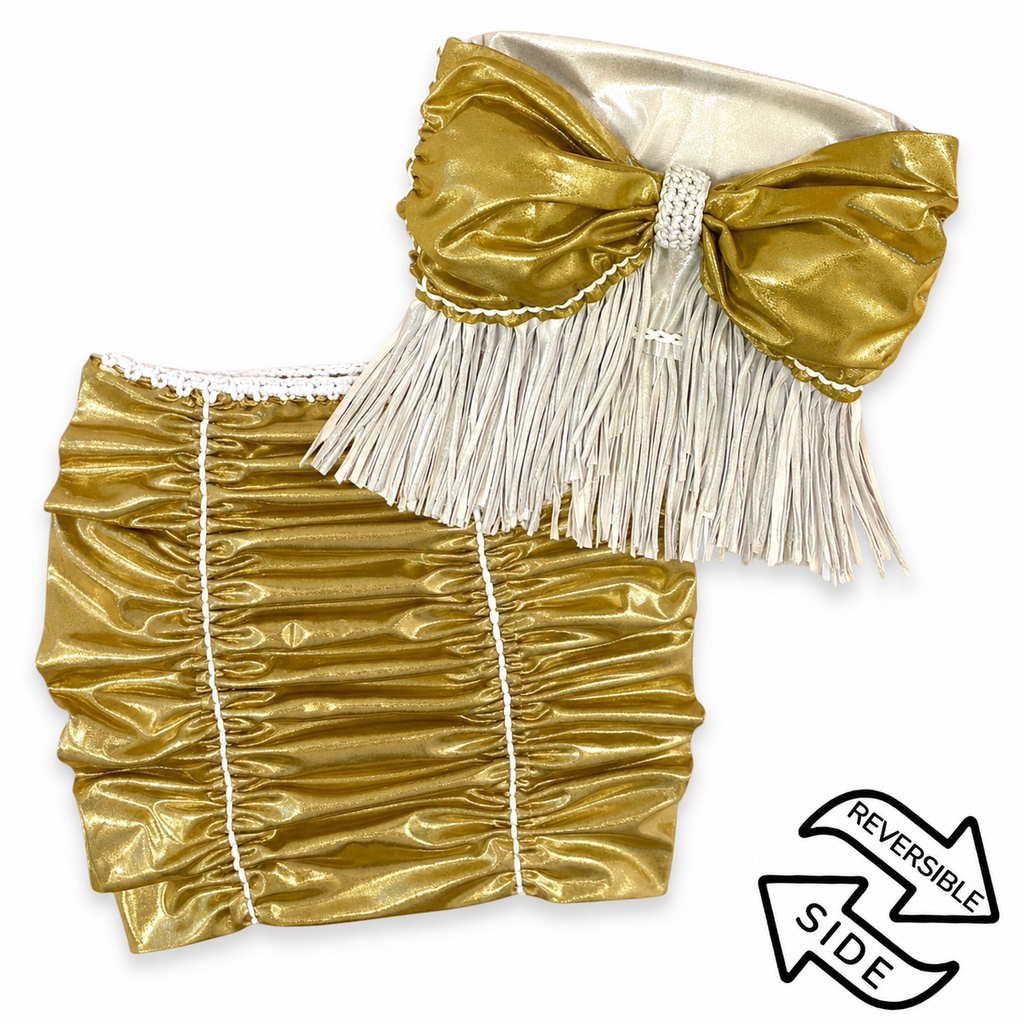 Reversible Metallic Fringe Bow Two Piece Set – Moonlight