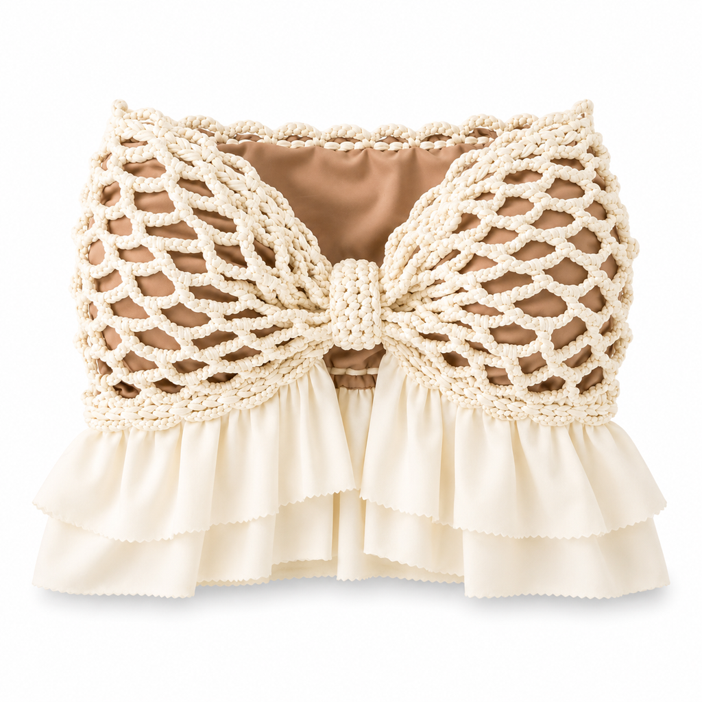 Crochet Ruffle Bow Top