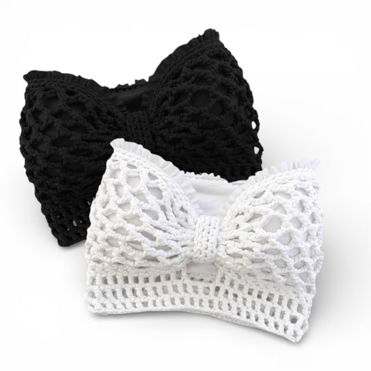CROCHETED BANDEAU BOW TUBE TOP • black or white