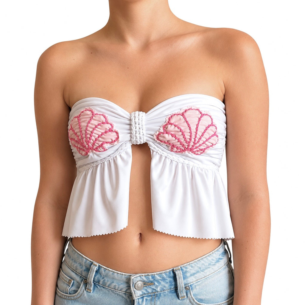 Reversible Split Ruffle Seashell Top – Gardenia