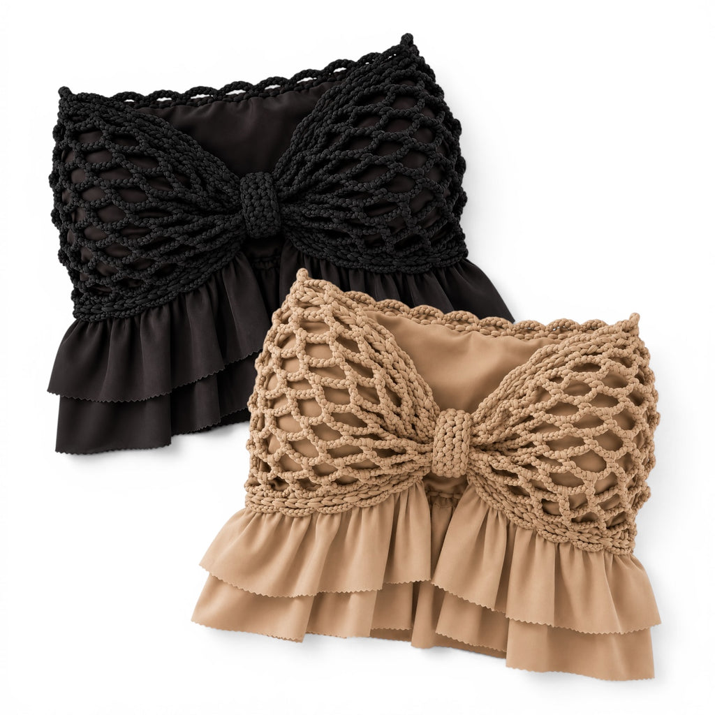 Crochet Ruffle Bow Top