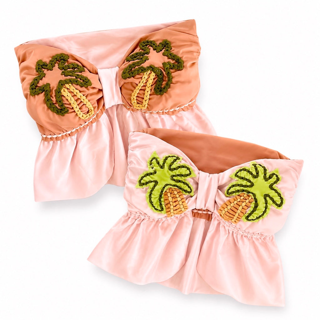 Tropical Palm Ruffle Bow Top