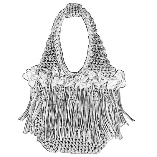 CROCHETED DOUBLE FRINGE FLOWER TOTE • custom colors