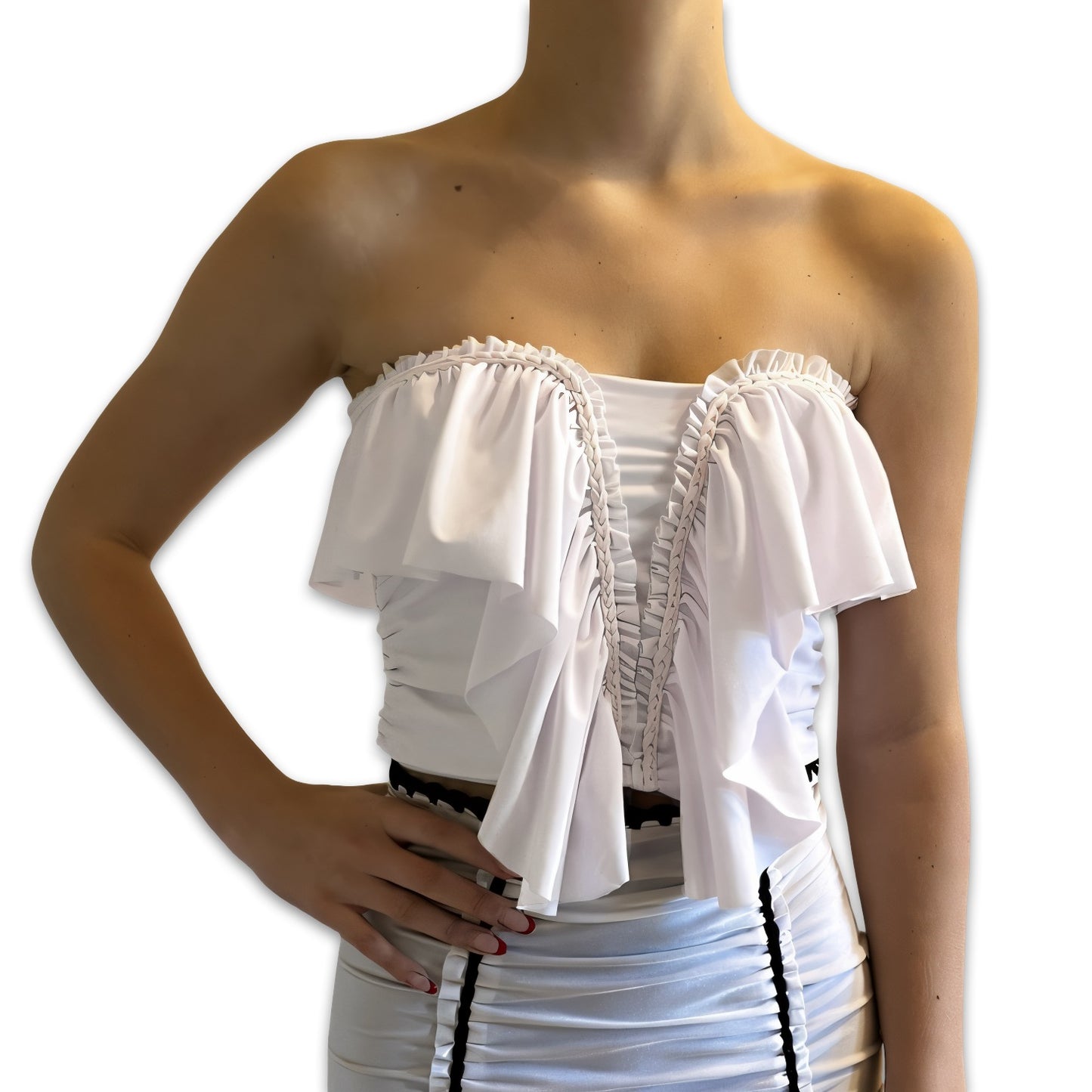 BUTTERFLY RUFFLE TUBE TOP • black or white
